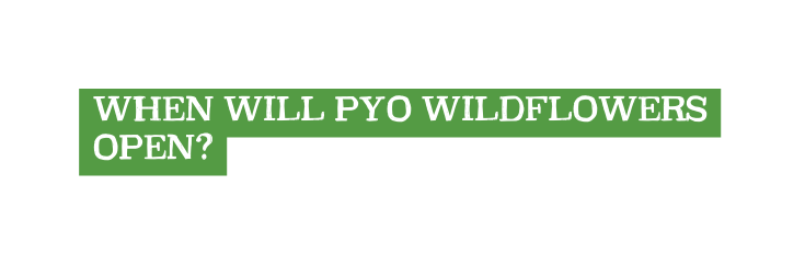 WHEN WILL PYO WILDFLOWERS OPEN